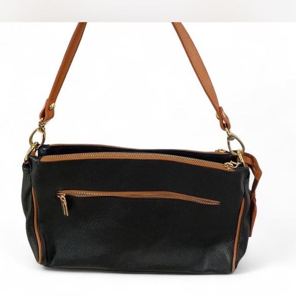 Valentina Black and Tan Leather Shoulder Bag - Picture 2 of 9